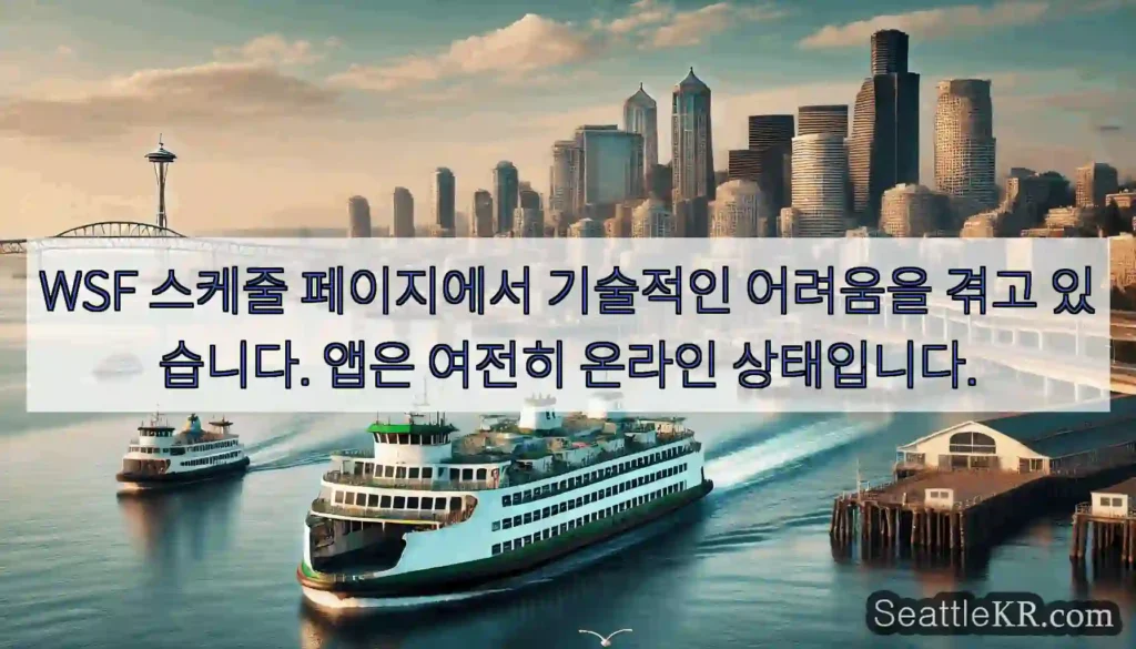 WSF 스케줄 페이지에서 기술적인 어려움을 겪고 있습니다. 앱은 여전히 온라인