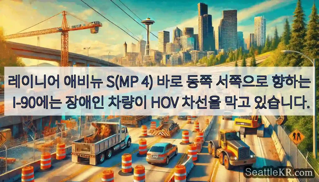 레이니어 애비뉴 S(MP 4) 바로 동쪽 서쪽으로 향하는 I-90에는 장애인 차량이