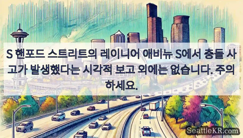 S 핸포드 스트리트의 레이니어 애비뉴 S에서 충돌 사고가 발생했다는 시각적 보고 외에는
