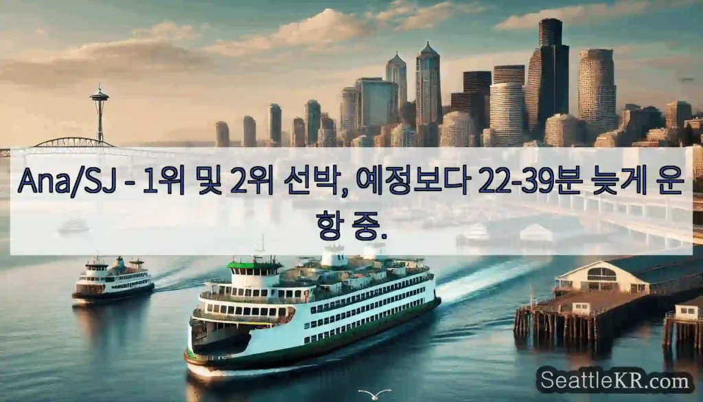 Ana/SJ - 1위 및 2위 선박, 예정보다 22-39분 늦게 운항 중.
