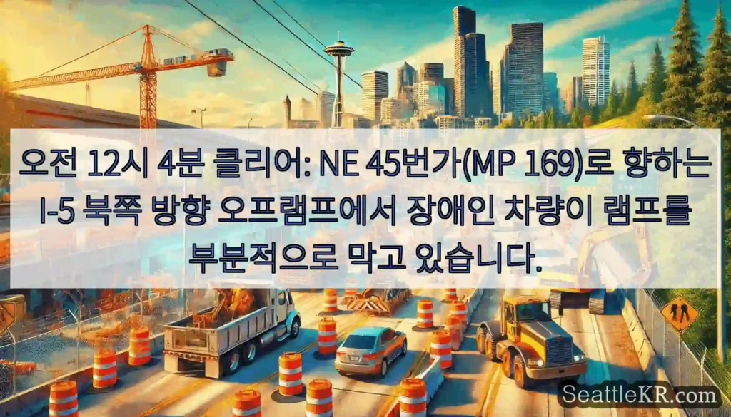 오전 12시 4분 클리어: NE 45번가(MP 169)로 향하는 I-5 북쪽 방향