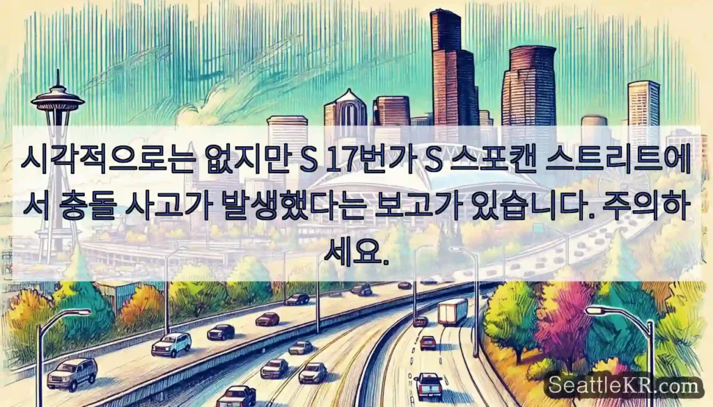 시각적으로는 없지만 S 17번가 S 스포캔 스트리트에서 충돌 사고가 발생했다는 보고가