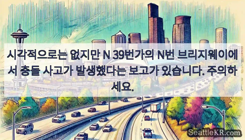시각적으로는 없지만 N 39번가의 N번 브리지웨이에서 충돌 사고가 발생했다는 보고가