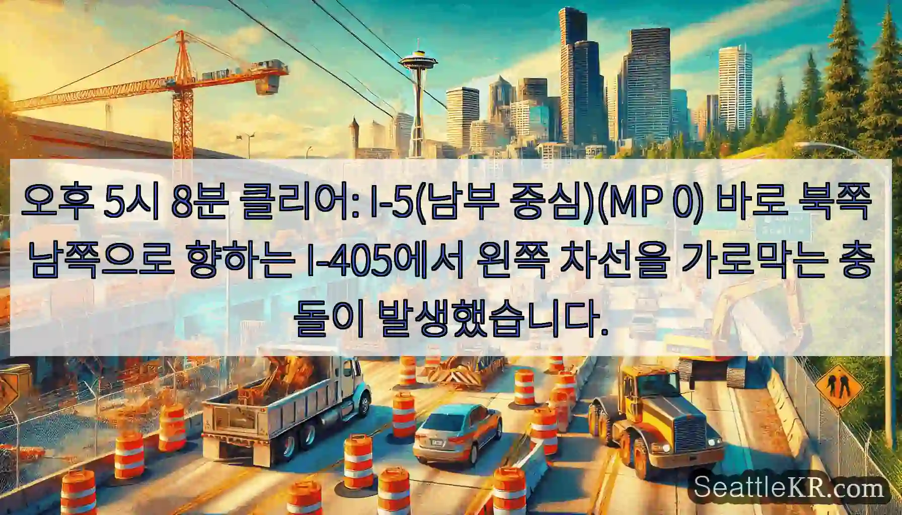 오후 5시 8분 클리어: I-5(남부 중심)(MP 0) 바로 북쪽 남쪽으로 향하는