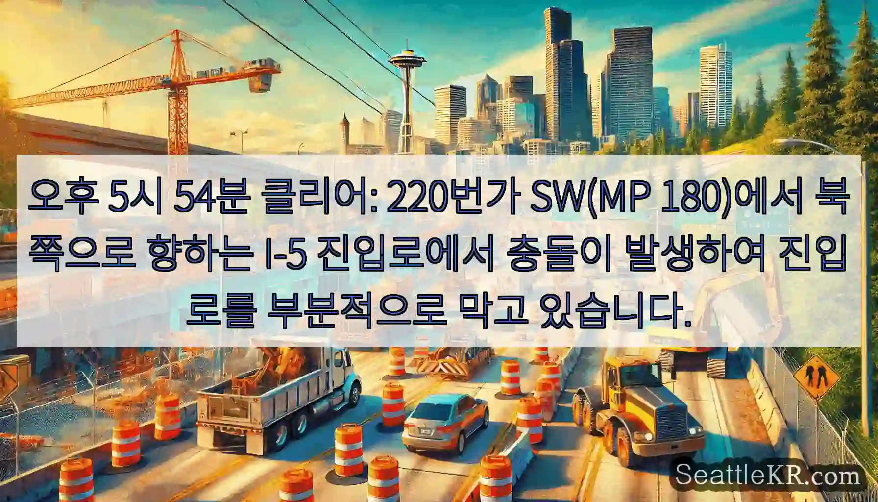 오후 5시 54분 클리어: 220번가 SW(MP 180)에서 북쪽으로 향하는 I-5