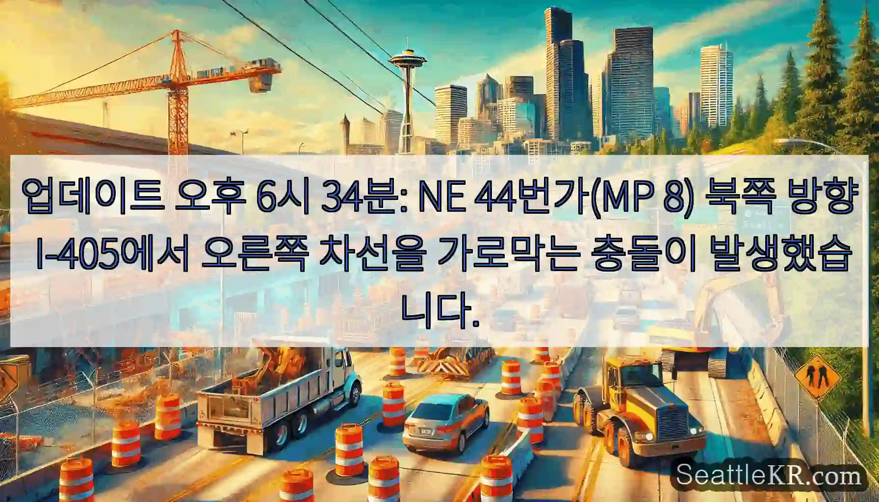 업데이트 오후 6시 34분: NE 44번가(MP 8) 북쪽 방향 I-405에서 오른쪽