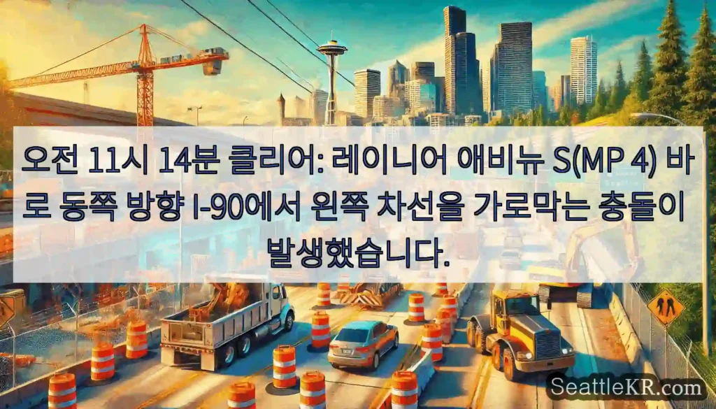 오전 11시 14분 클리어: 레이니어 애비뉴 S(MP 4) 바로 동쪽 방향 I-90에서