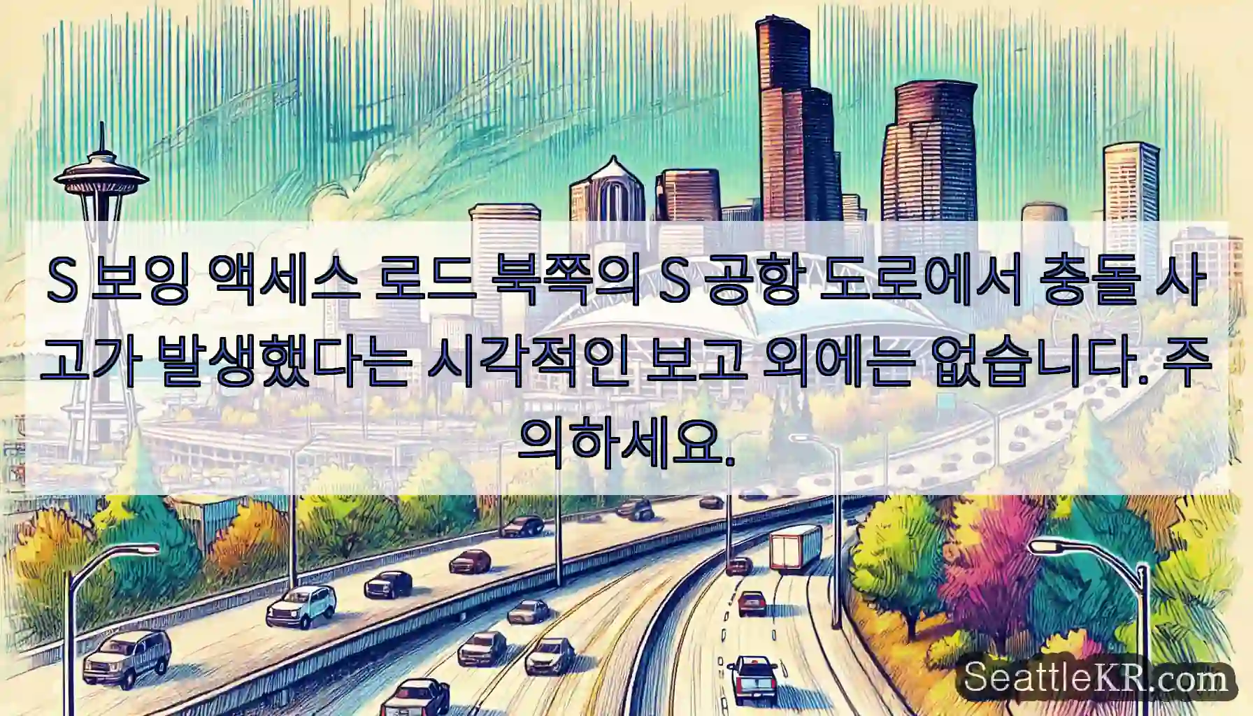 S 보잉 액세스 로드 북쪽의 S 공항 도로에서 충돌 사고가 발생했다는 시각적인 보고
