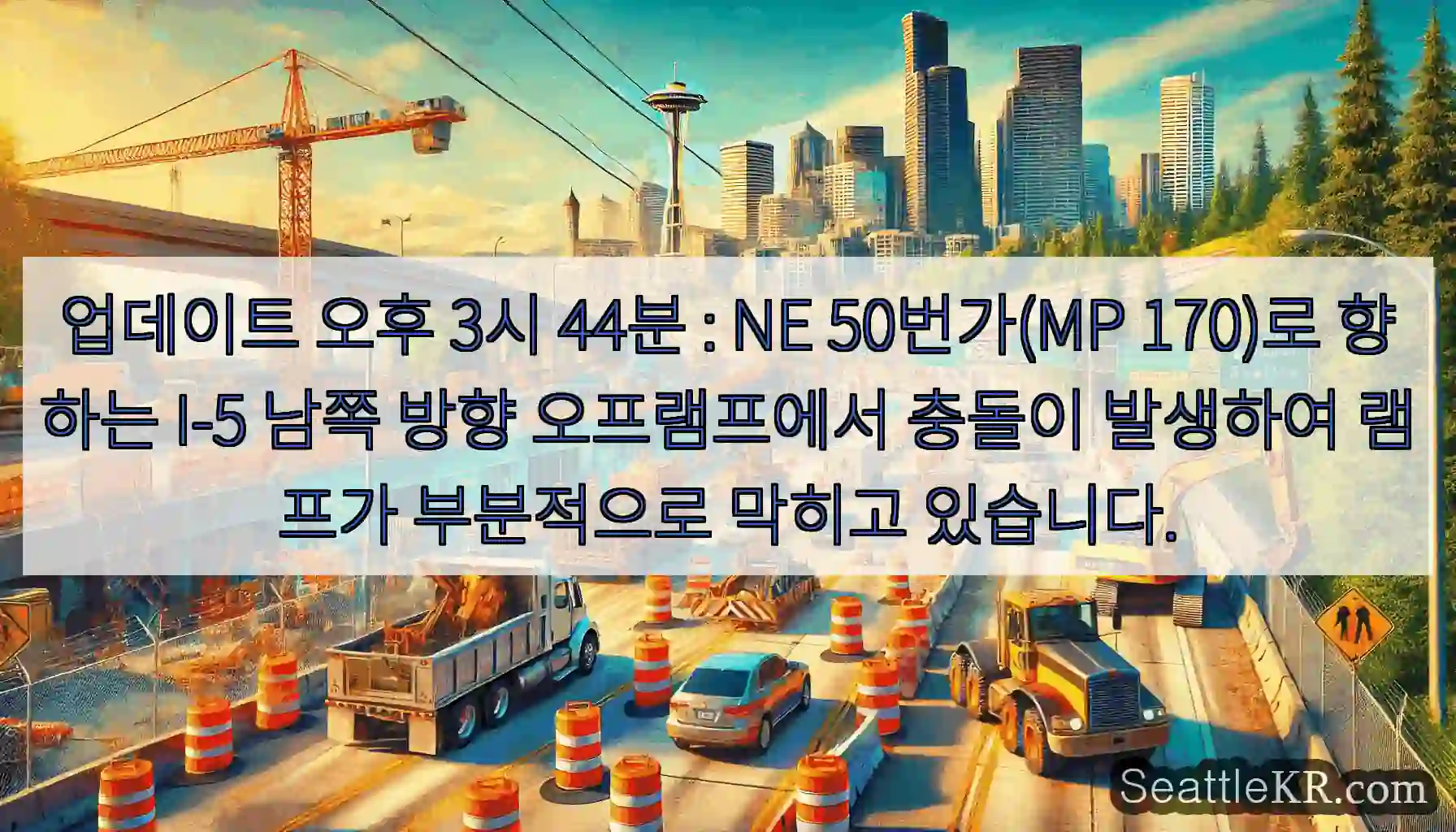 업데이트 오후 3시 44분 : NE 50번가(MP 170)로 향하는 I-5 남쪽 방향