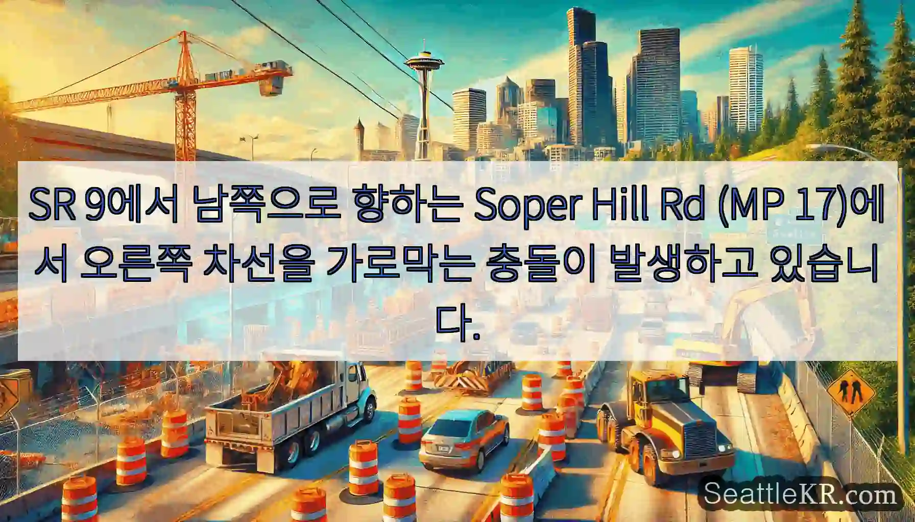 SR 9에서 남쪽으로 향하는 Soper Hill Rd (MP 17)에서 오른쪽 차선을
