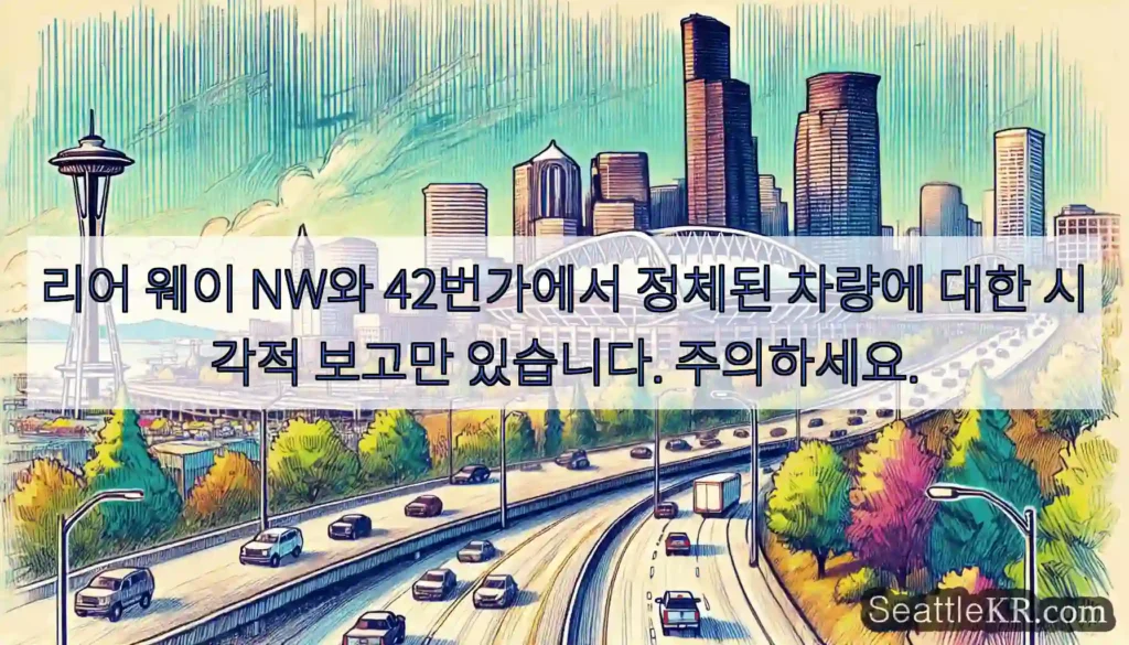 리어 웨이 NW와 42번가에서 정체된 차량에 대한 시각적 보고만 있습니다. 주의하세요.