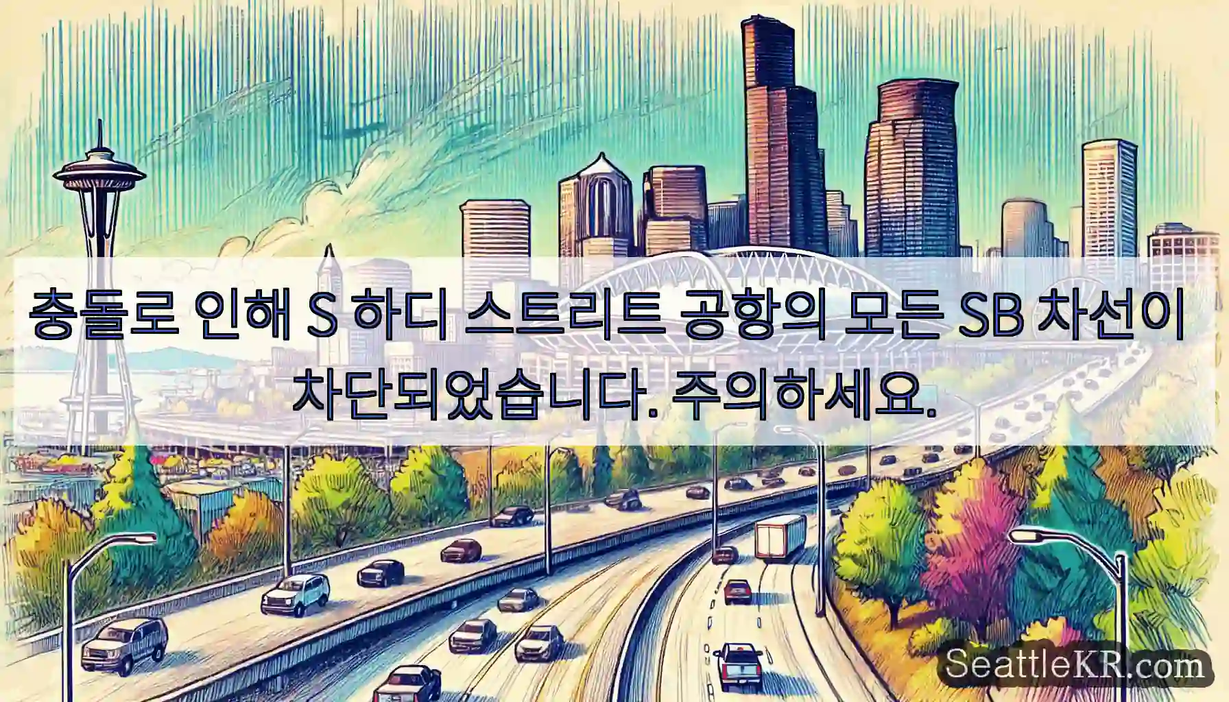 충돌로 인해 S 하디 스트리트 공항의 모든 SB 차선이 차단되었습니다. 주의하세요.