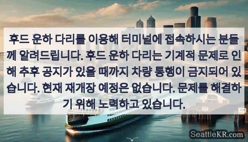 후드 운하 다리를 이용해 터미널에 접속하시는 분들께 알려드립니다. 후드 운하 다리는