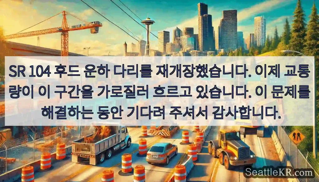 SR 104 후드 운하 다리를 재개장했습니다. 이제 교통량이 이 구간을 가로질러 흐르고