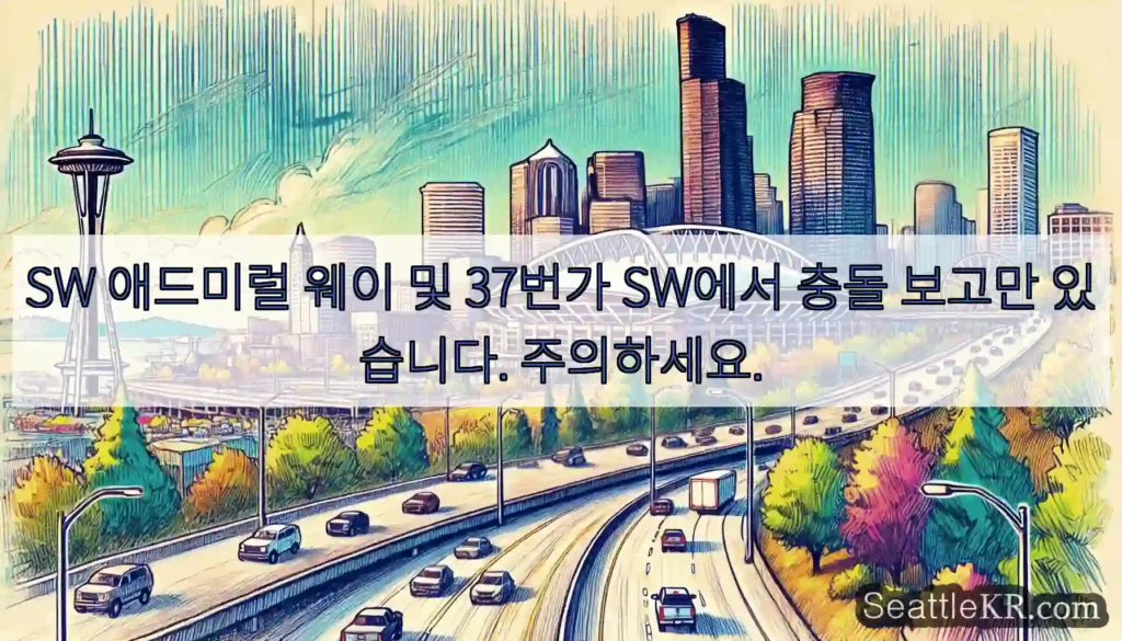 SW 애드미럴 웨이 및 37번가 SW에서 충돌 보고만 있습니다. 주의하세요.