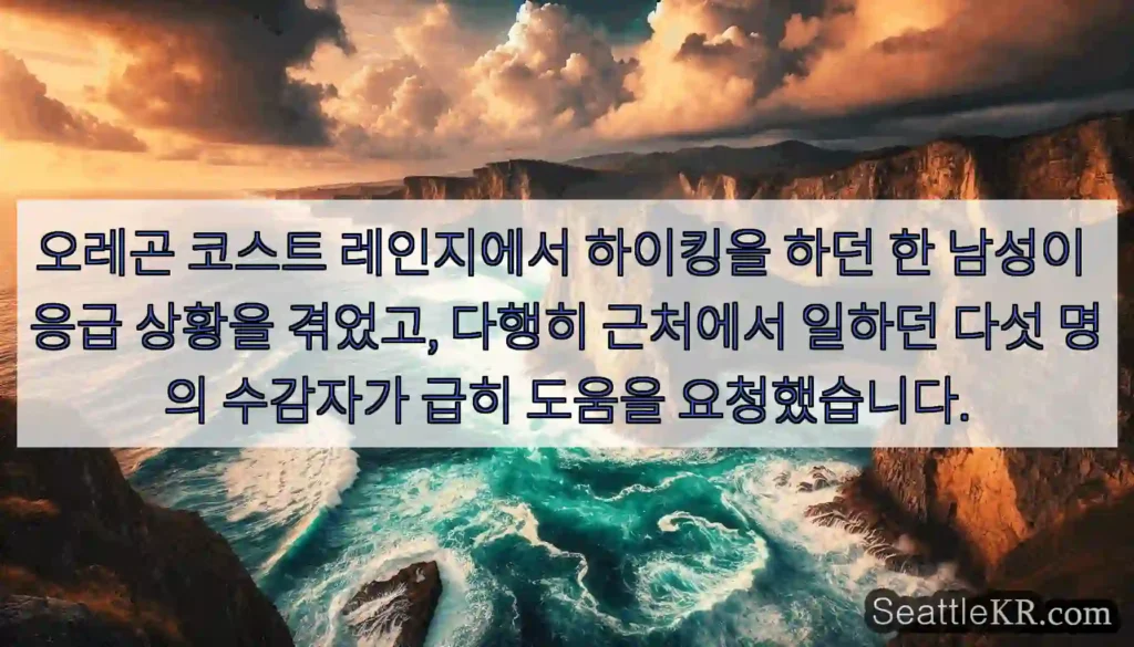 오레곤 코스트 레인지에서 하이킹을 하던 한 남성이 응급 상황을 겪었고, 다행히 근처에서