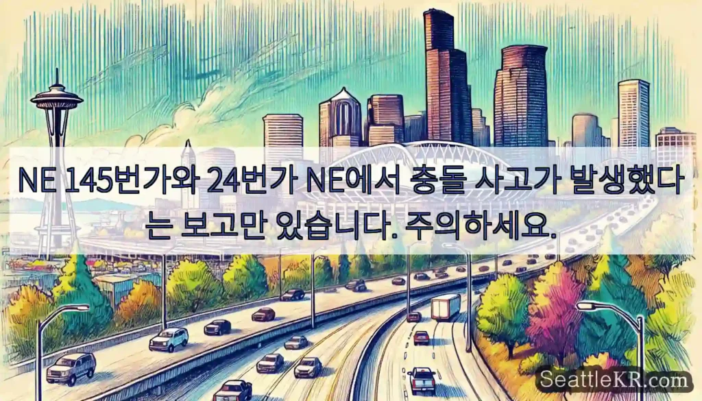 NE 145번가와 24번가 NE에서 충돌 사고가 발생했다는 보고만 있습니다. 주의하세요.