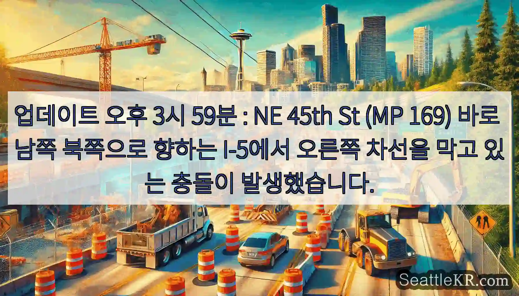 업데이트 오후 3시 59분 : NE 45th St (MP 169) 바로 남쪽 북쪽으로