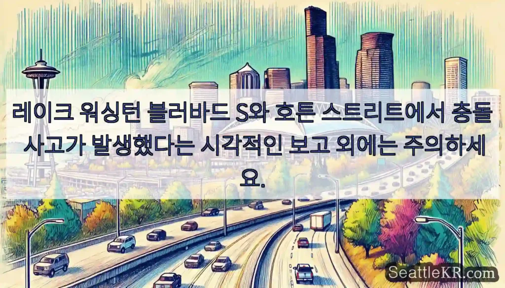 레이크 워싱턴 블러바드 S와 호튼 스트리트에서 충돌 사고가 발생했다는 시각적인 보고