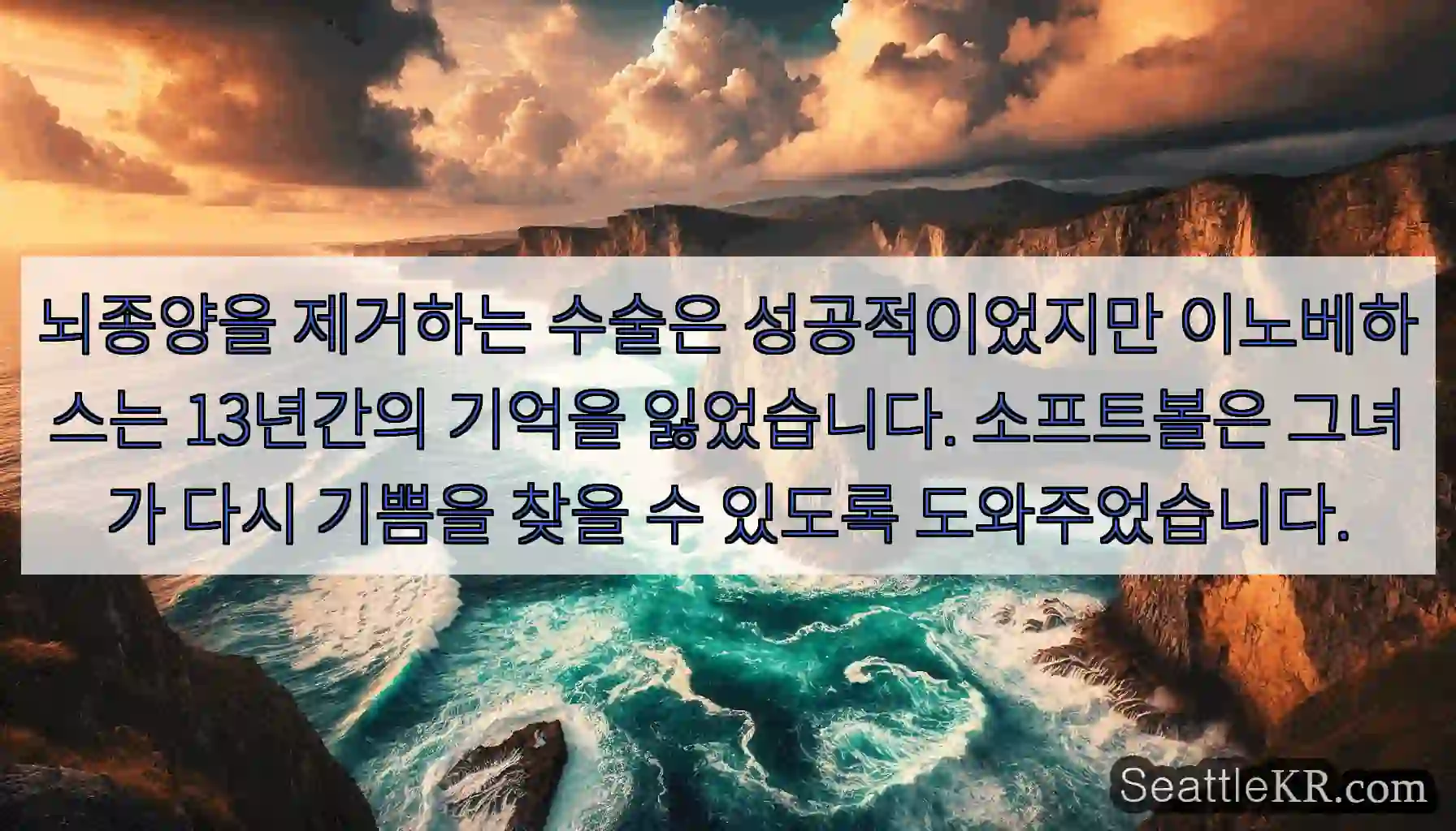 뇌종양을 제거하는 수술은 성공적이었지만 이노베하스는 13년간의 기억을 잃었습니다.