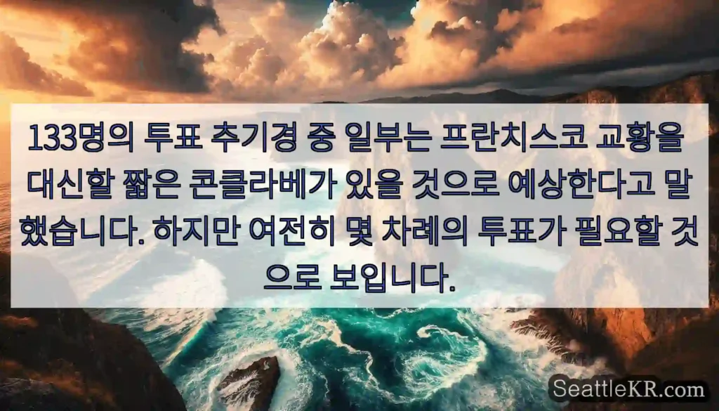 133명의 투표 추기경 중 일부는 프란치스코 교황을 대신할 짧은 콘클라베가 있을 것으로