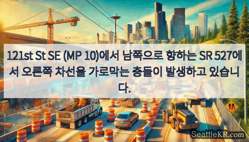 121st St SE (MP 10)에서 남쪽으로 향하는 SR 527에서 오른쪽 차선을