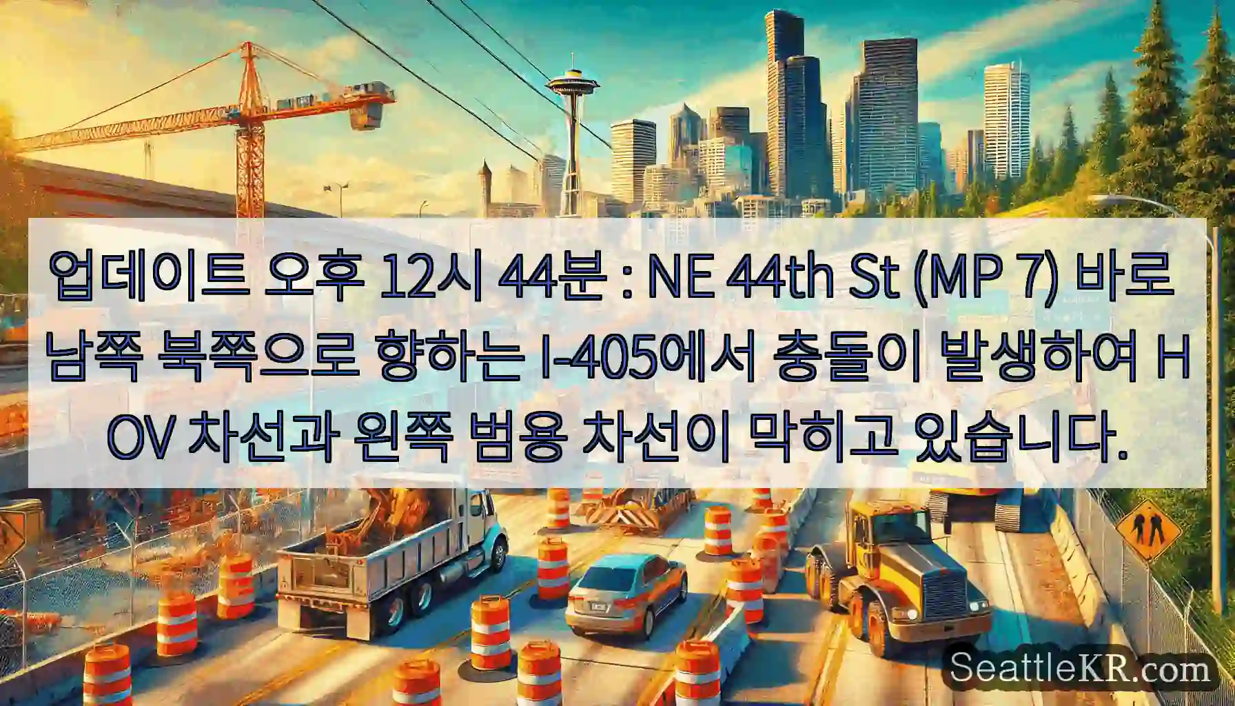 업데이트 오후 12시 44분 : NE 44th St (MP 7) 바로 남쪽 북쪽으로