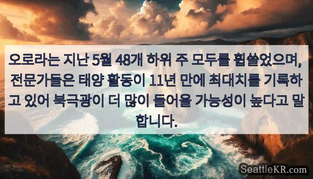 오로라는 지난 5월 48개 하위 주 모두를 휩쓸었으며, 전문가들은 태양 활동이 11년