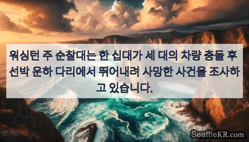워싱턴 주 순찰대는 한 십대가 세 대의 차량 충돌 후 선박 운하 다리에서 뛰어내려 사망한