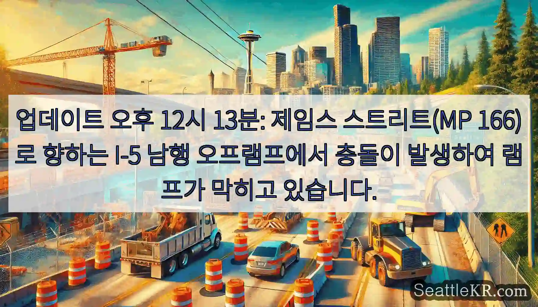 업데이트 오후 12시 13분: 제임스 스트리트(MP 166)로 향하는 I-5 남행
