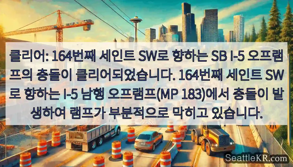 클리어: 164번째 세인트 SW로 향하는 SB I-5 오프램프의 충돌이 클리어되었습니다.