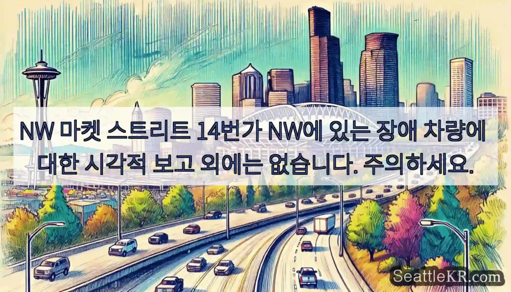 NW 마켓 스트리트 14번가 NW에 있는 장애 차량에 대한 시각적 보고 외에는 없습니다.