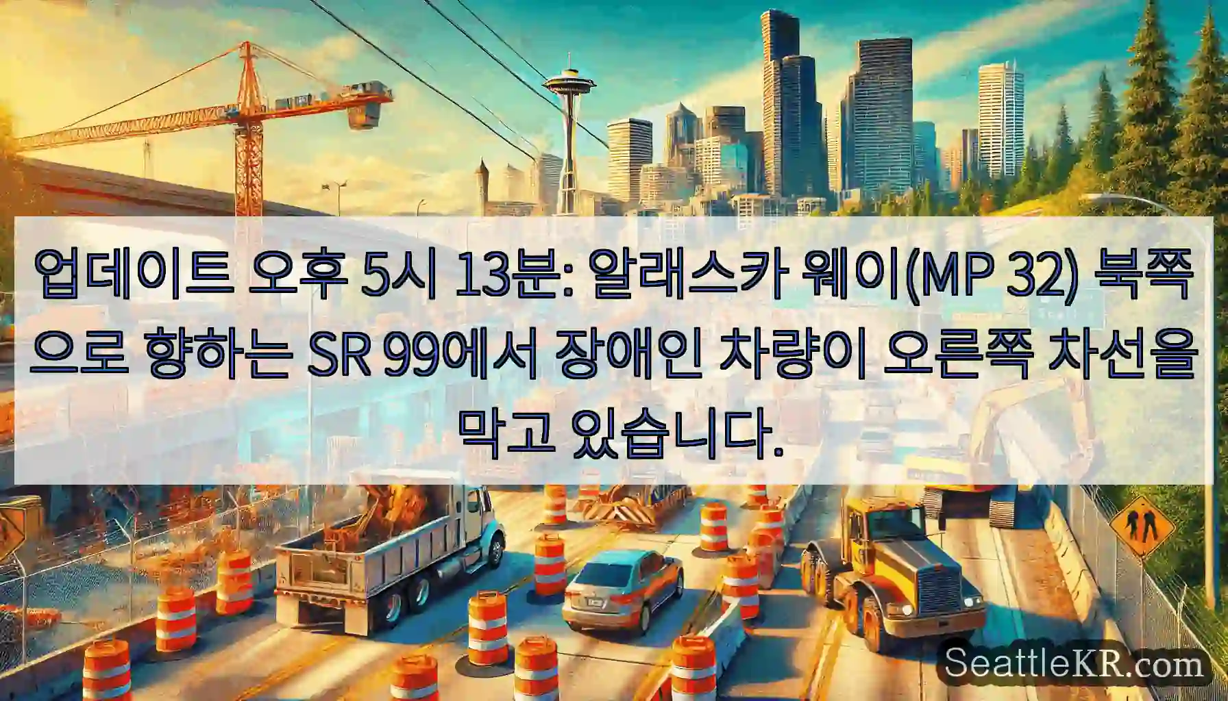 업데이트 오후 5시 13분: 알래스카 웨이(MP 32) 북쪽으로 향하는 SR 99에서