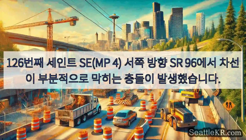 126번째 세인트 SE(MP 4) 서쪽 방향 SR 96에서 차선이 부분적으로 막히는
