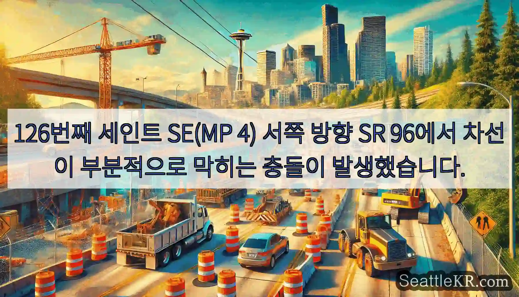126번째 세인트 SE(MP 4) 서쪽 방향 SR 96에서 차선이 부분적으로 막히는