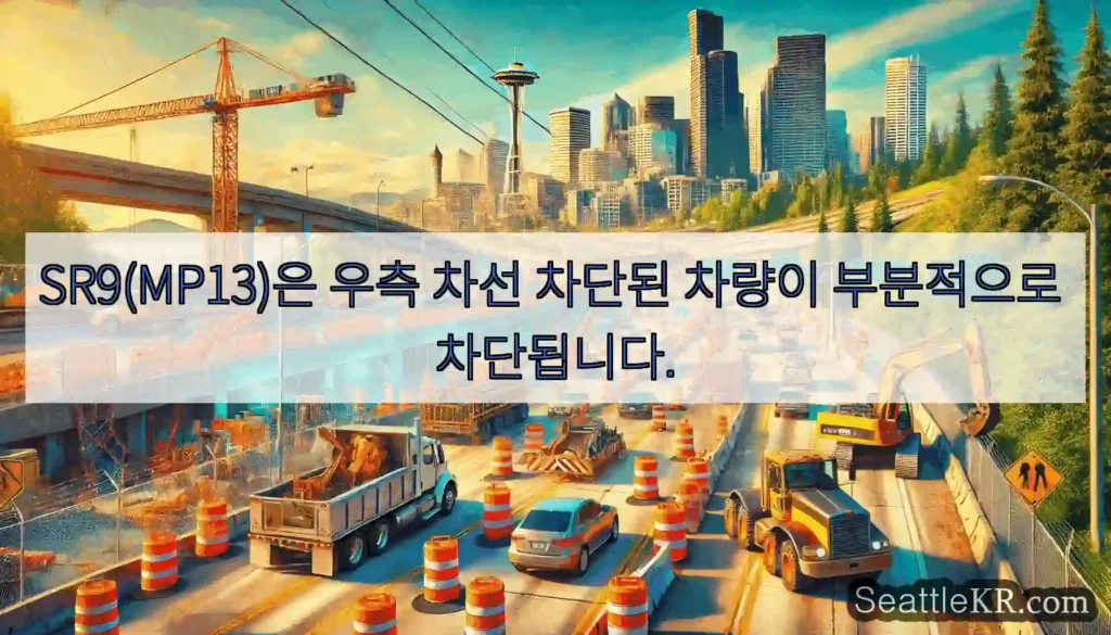 SR9(MP13)은 우측 차선 차단된 차량이 부분적으로 차단됩니다.
