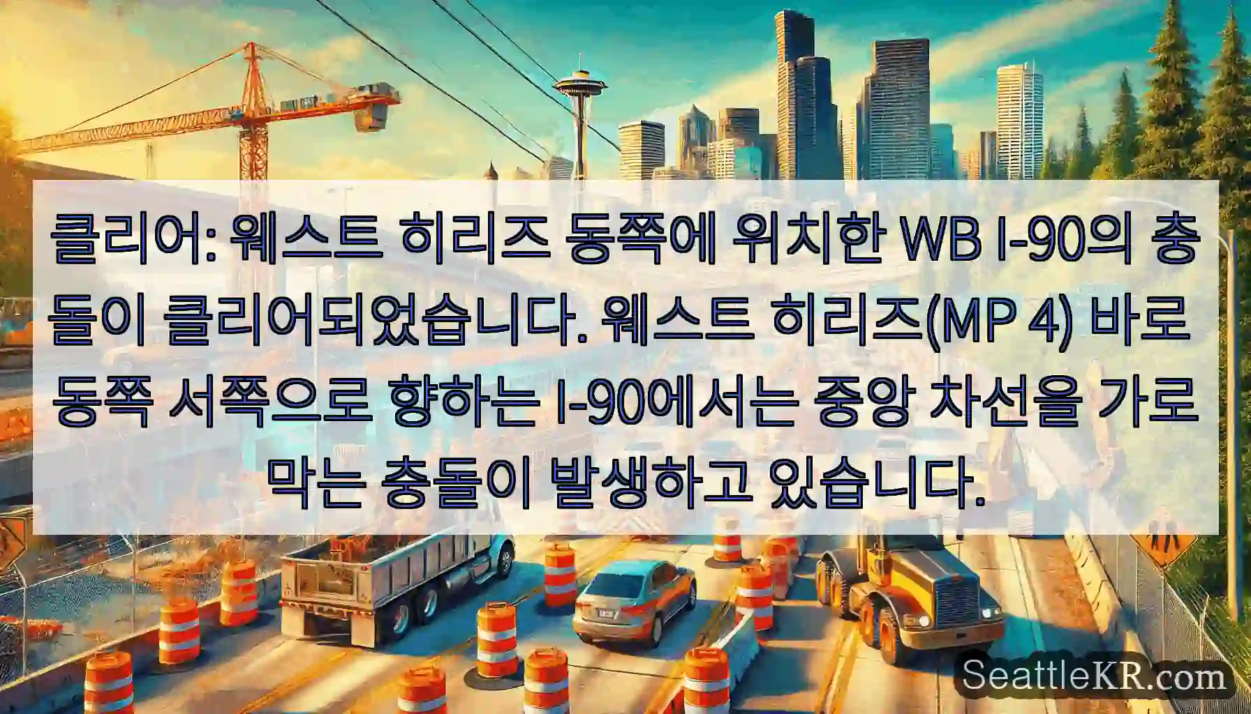 클리어: 웨스트 히리즈 동쪽에 위치한 WB I-90의 충돌이 클리어되었습니다. 웨스트