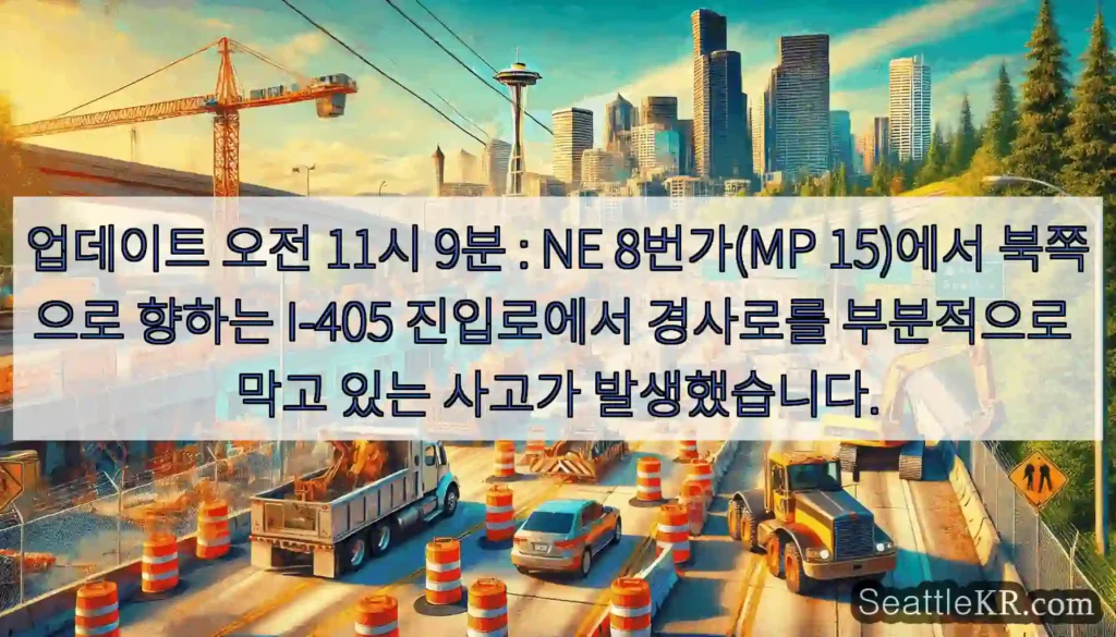업데이트 오전 11시 9분 : NE 8번가(MP 15)에서 북쪽으로 향하는 I-405