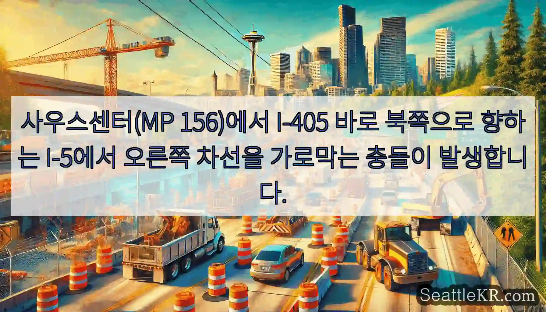 사우스센터(MP 156)에서 I-405 바로 북쪽으로 향하는 I-5에서 오른쪽 차선을