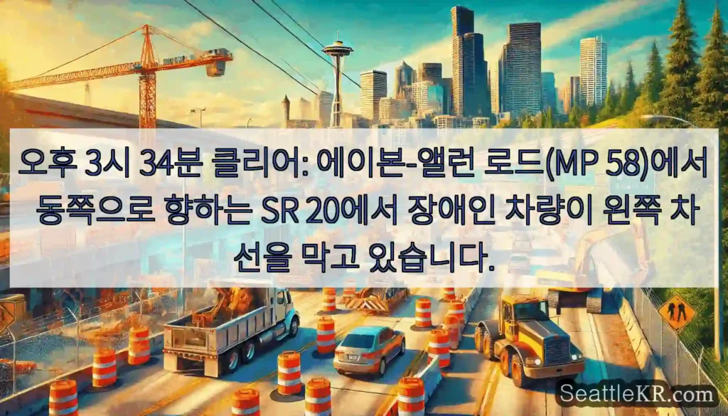 오후 3시 34분 클리어: 에이본-앨런 로드(MP 58)에서 동쪽으로 향하는 SR