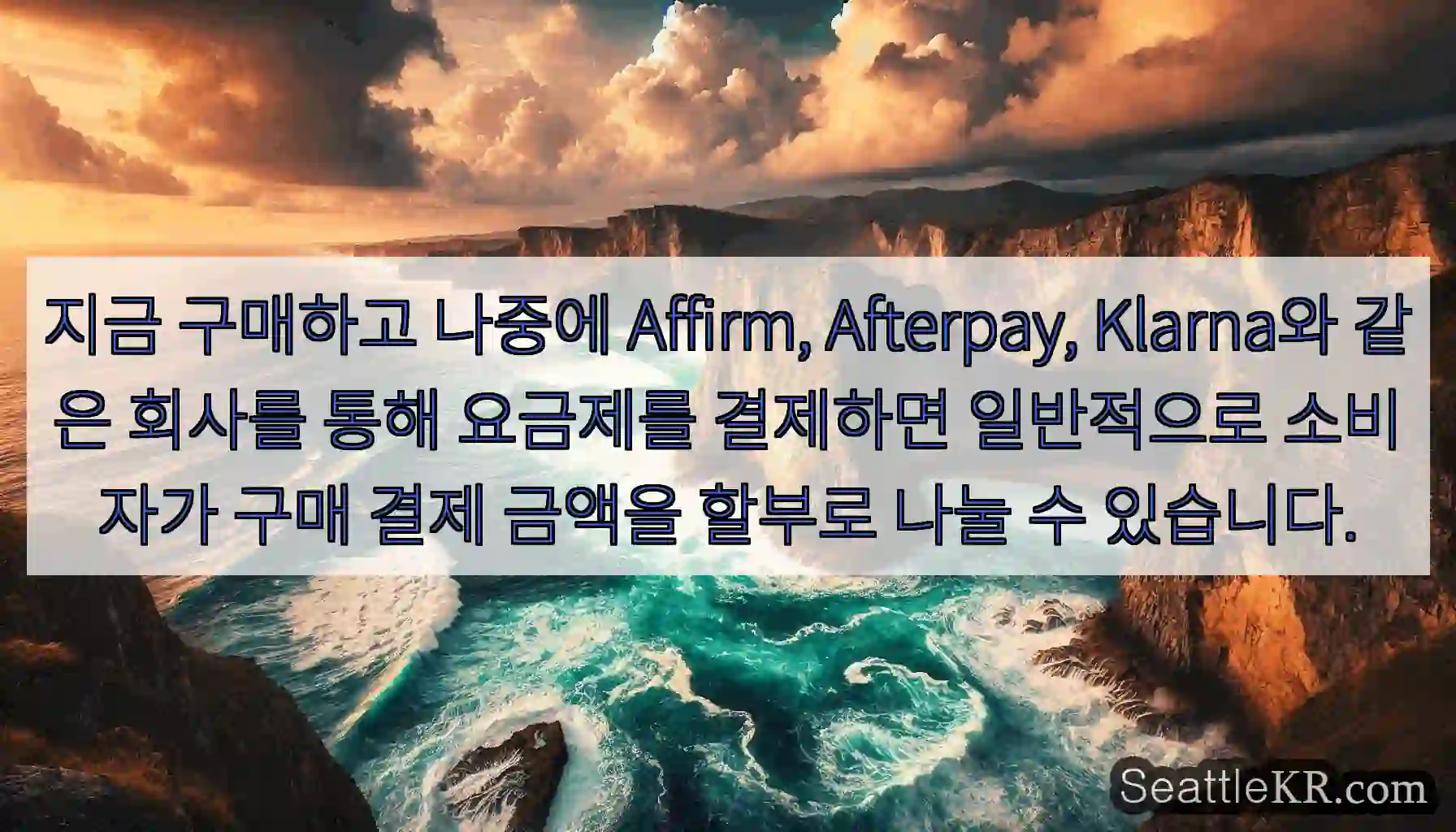 지금 구매하고 나중에 Affirm, Afterpay, Klarna와 같은 회사를 통해