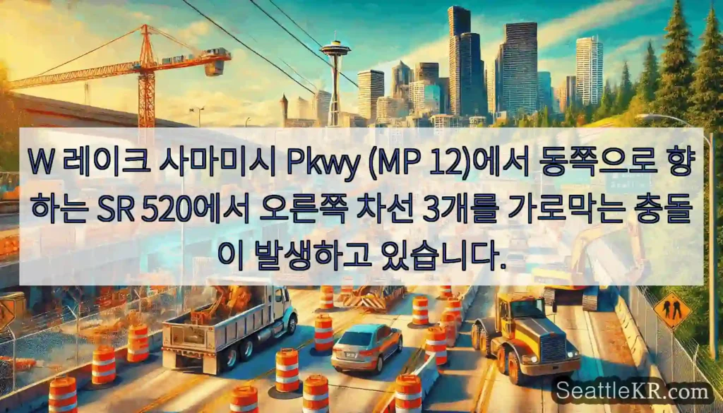 W 레이크 사마미시 Pkwy (MP 12)에서 동쪽으로 향하는 SR 520에서 오른쪽
