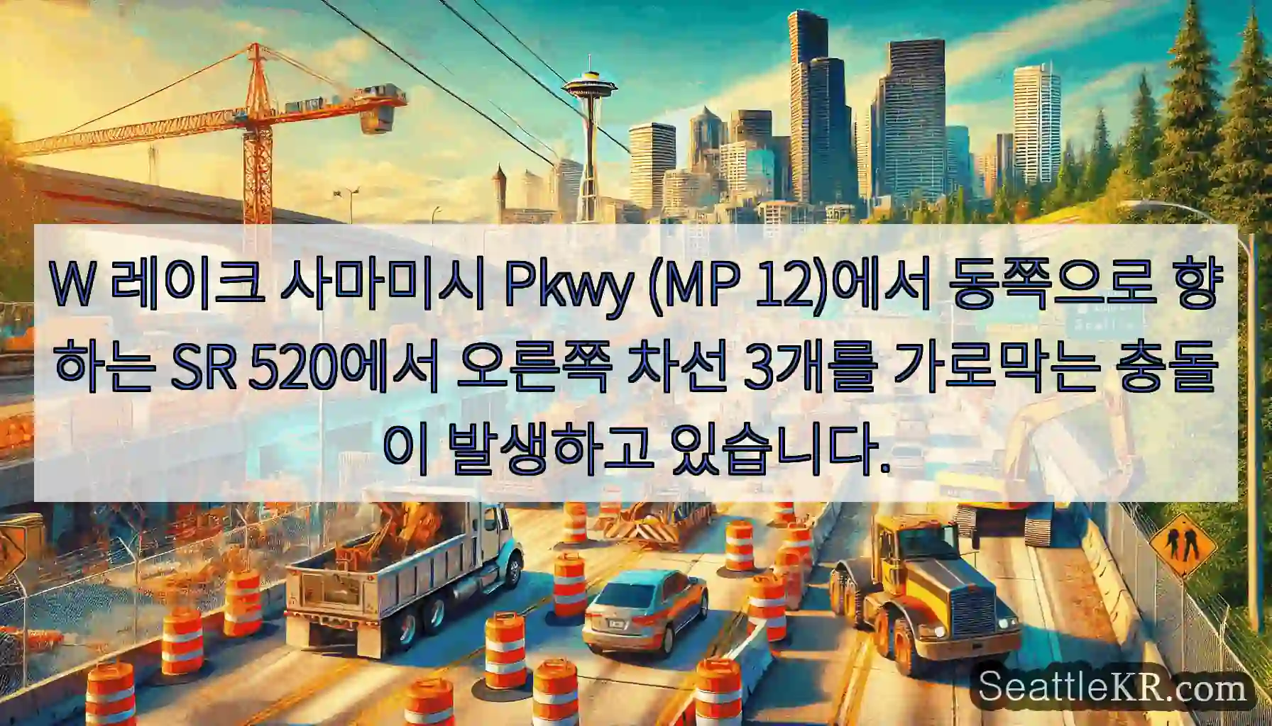 W 레이크 사마미시 Pkwy (MP 12)에서 동쪽으로 향하는 SR 520에서 오른쪽