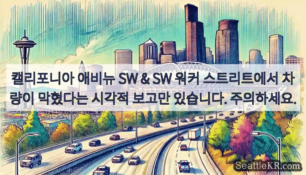캘리포니아 애비뉴 SW & SW 워커 스트리트에서 차량이 막혔다는 시각적 보고만