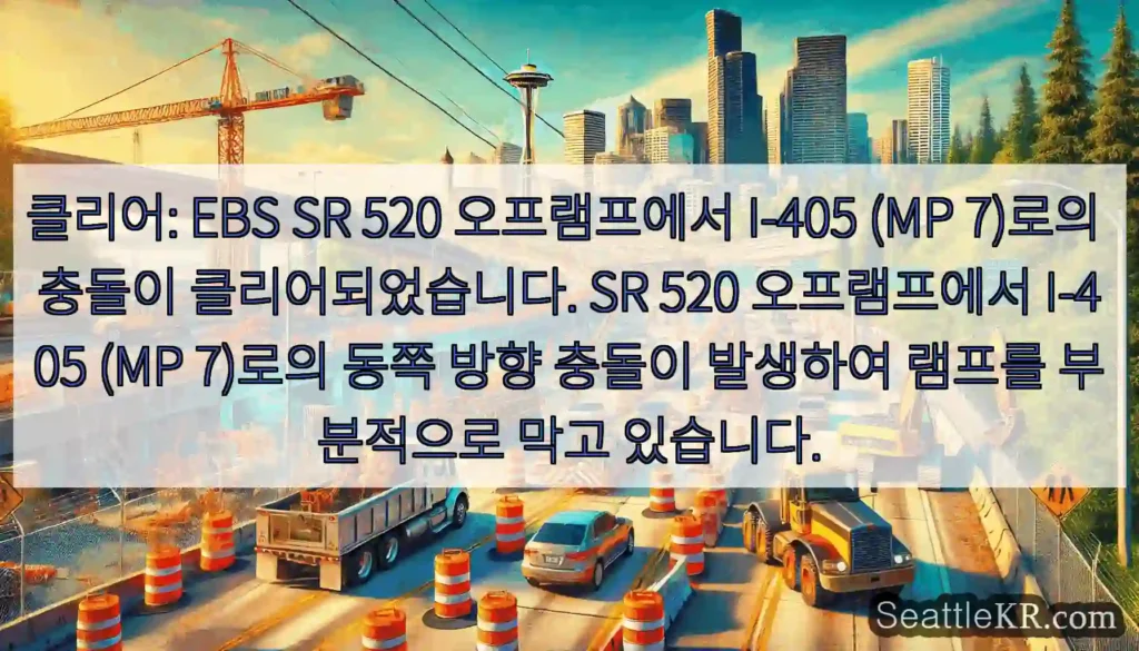클리어: EBS SR 520 오프램프에서 I-405 (MP 7)로의 충돌이