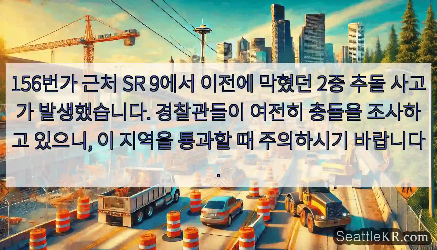 156번가 근처 SR 9에서 이전에 막혔던 2중 추돌 사고가 발생했습니다. 경찰관들이