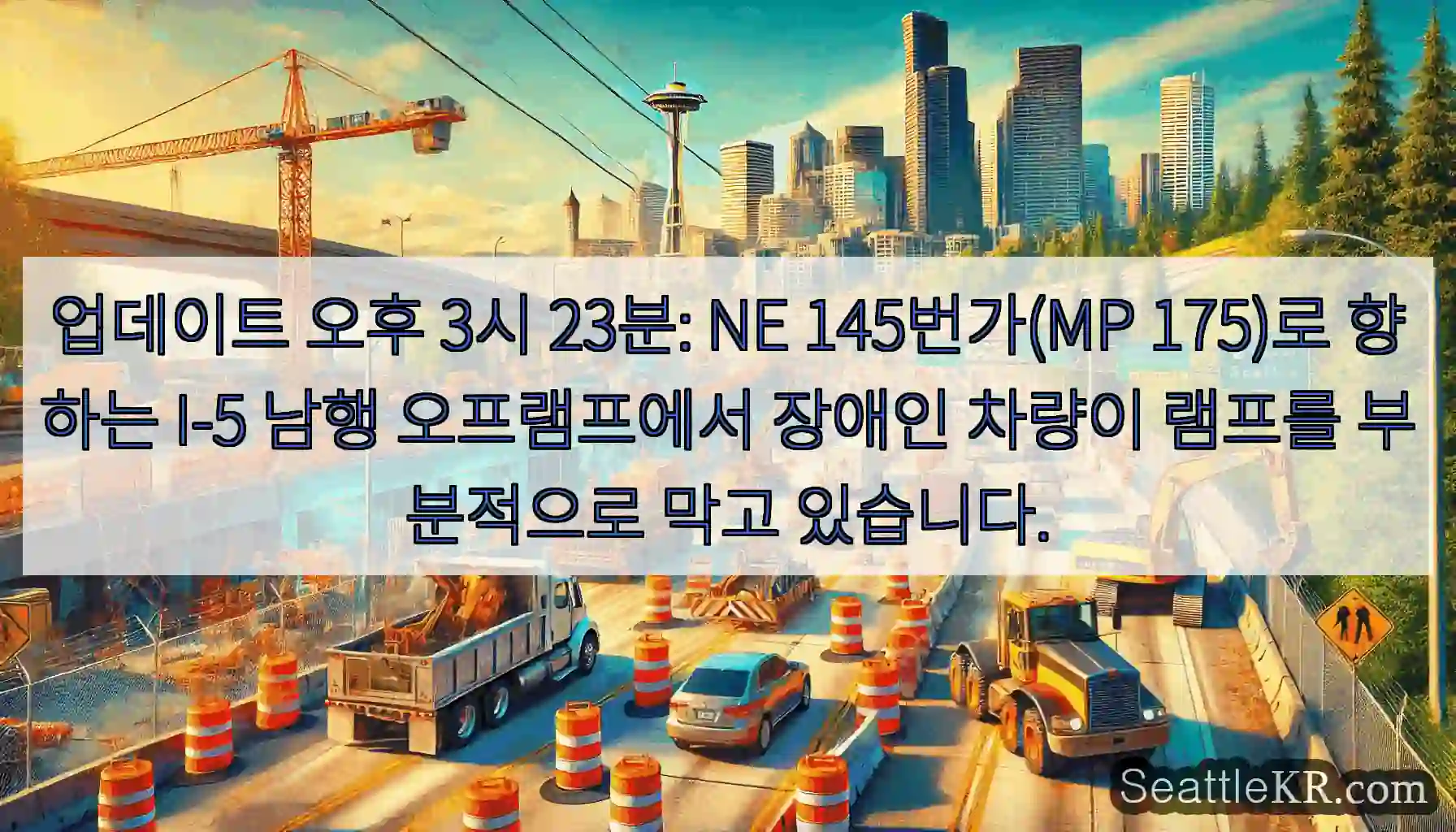 업데이트 오후 3시 23분: NE 145번가(MP 175)로 향하는 I-5 남행