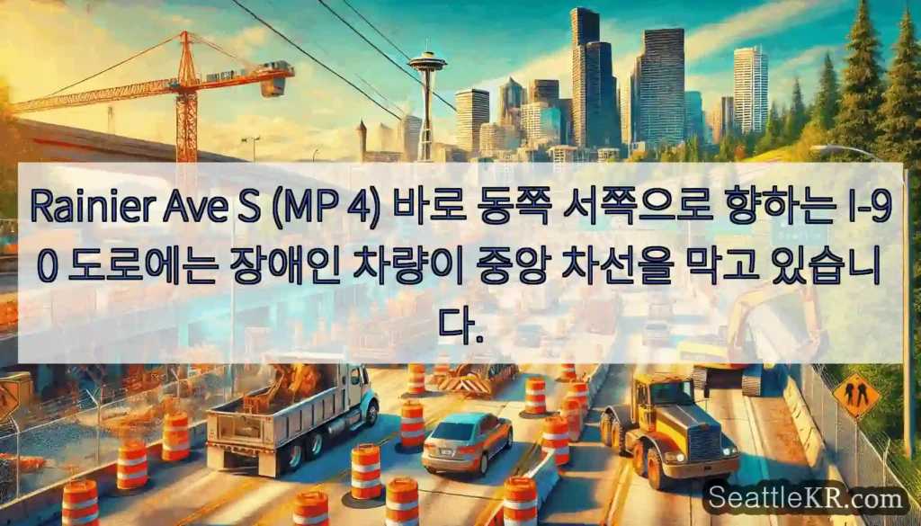 Rainier Ave S (MP 4) 바로 동쪽 서쪽으로 향하는 I-90 도로에는 장애인