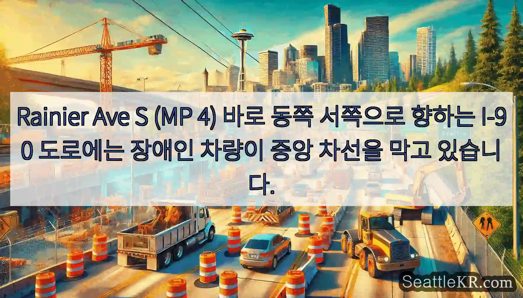 Rainier Ave S (MP 4) 바로 동쪽 서쪽으로 향하는 I-90 도로에는 장애인