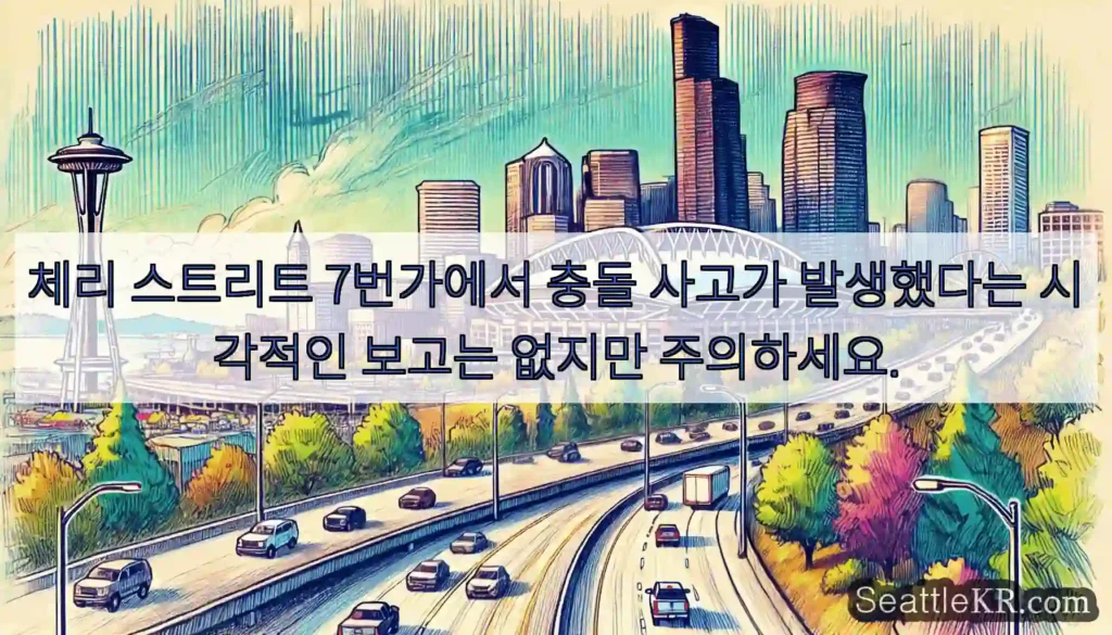 체리 스트리트 7번가에서 충돌 사고가 발생했다는 시각적인 보고는 없지만 주의하세요.